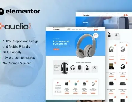 AudioPlus – Audio Store WooCommerce Elementor Template Kit