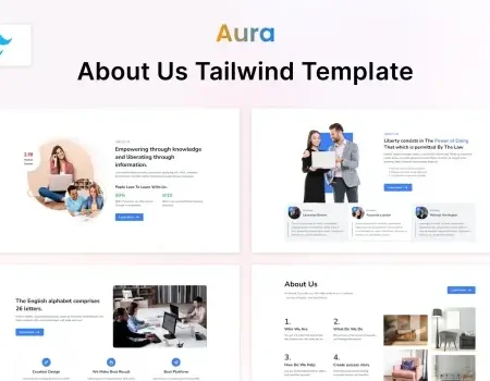 Aura – Tailwind CSS About Us HTML Template