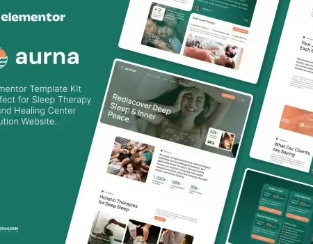 Aurna – Sleep Therapy & Sound Healing Center Elementor Template Kits