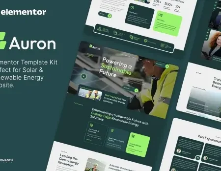Auron – Solar & Green Renewable Energy Elementor Template Kits