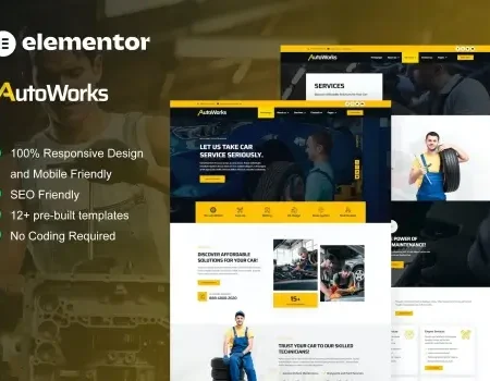AutoWorks – Car Repair & Auto Services Elementor Template Kit