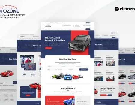 Autozone – Car Rental & Auto Service Elementor Template Kit