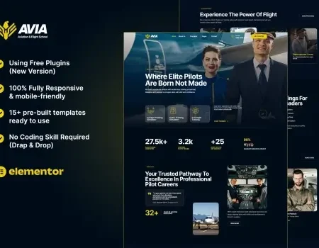 Avia – Aviation & Flight School Elementor Template Kit