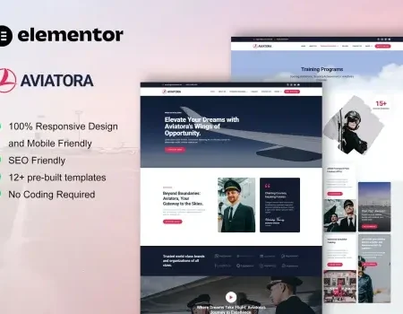 Aviatora – Aviation & Flight School Elementor Pro Template Kit