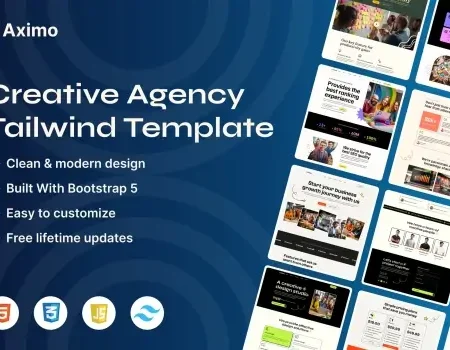 Aximo – Creative Agency Tailwind Template