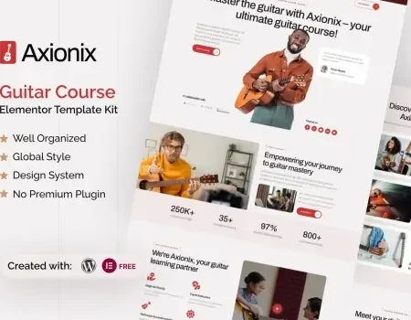 Axionix – Guitar Course Elementor Template Kit