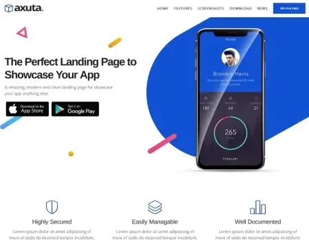 Axuta | App Landing Page Template