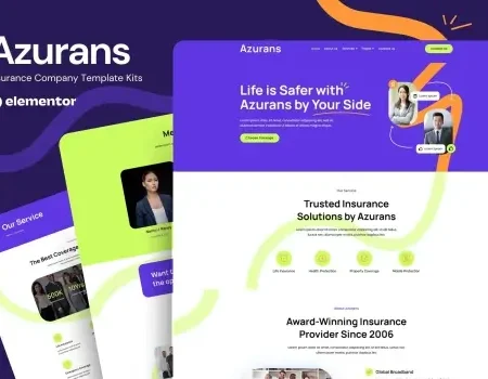Azurans – Insurance Company Elementor Template Kit