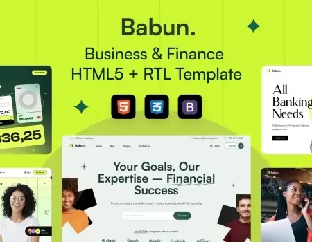 Babun – Business & Finance HTML5 + RTL Template