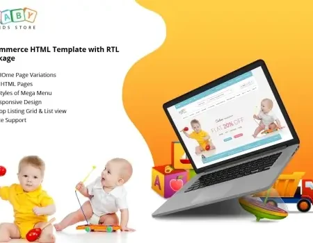 Baby & Kids Store eCommerce HTML Template with RTL