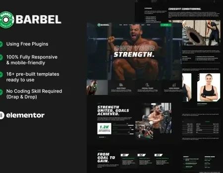 Barbel – Fitness Gym Elementor Template Kit