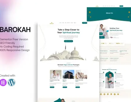 Barokah – Hajj & Umrah Tour Travel Elementor Template Kit