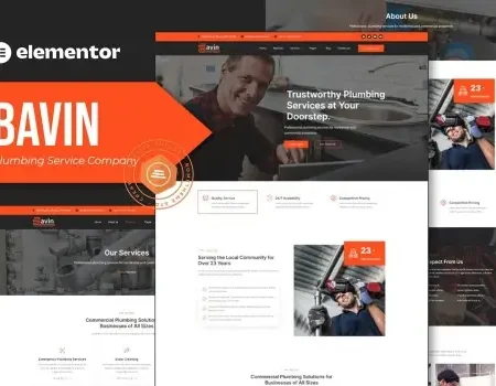 Bavin – Plumbing Service Company Elementor Template Kit