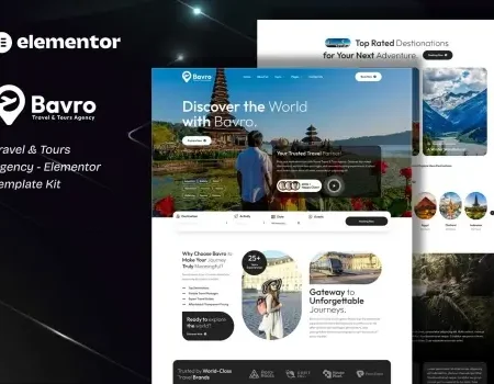 Bavro – Travel & Tour Agency Elementor Template Kits