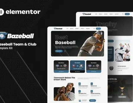 Bazeball – Sports Team Elementor Template Kit