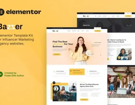 Bazzer – Influencer Marketing Agency Elementor Template Kit