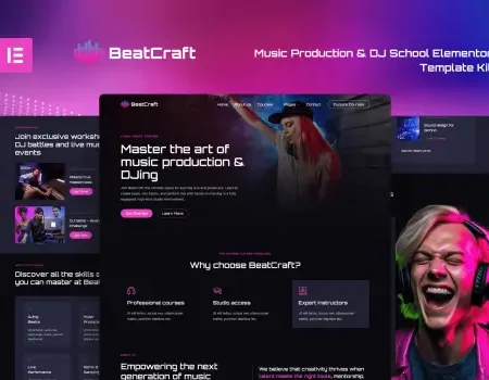 Beatcraft – Music Production & DJ School Elementor Template Kit