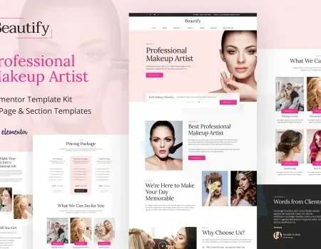 Beautify – Makeup Artist & Hair Stylist Elementor Template Kit