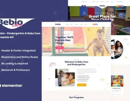 Bebio – Kindergarten & Baby Care Elementor Template Kit