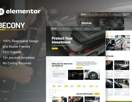 Becony – Car Detailing Services & Car Repair Elementor Template Kit