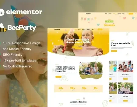 BeeParty – Kids Party Planner Elementor Template Kit