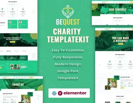 BEQUEST | Nonprofit Charity & Donation Elementor Template Kit