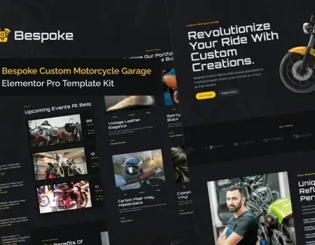 Bespoke – Custom Motorcycle Garage Elementor Pro Template Kit
