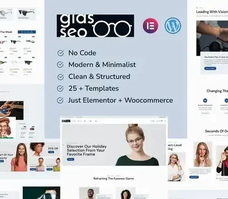 Glasseo – Eyewear Store Elementor Pro Template Kit