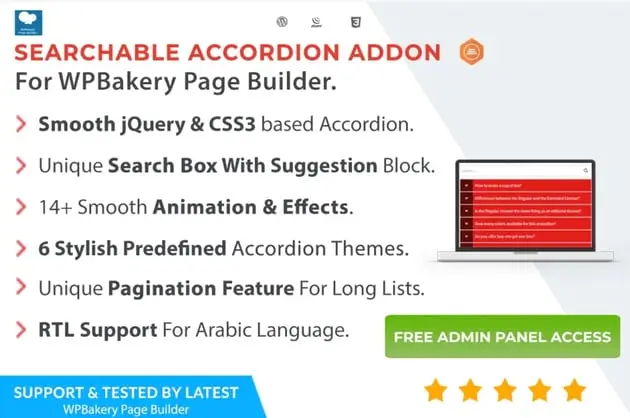 Ultimate Searchable Accordion – WPBakery Addon - Kho Plugin- Theme tổng hợp