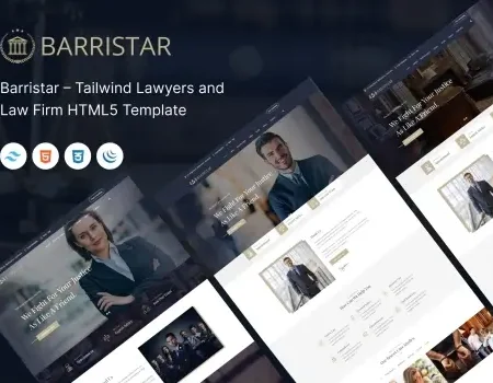 Barristar – Tailwind Lawyers HTML5 Template