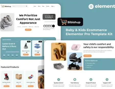 Bibishup – Baby & Kids Ecommerce Elementor Pro Template Kit