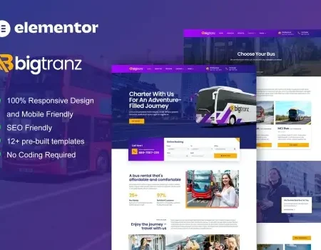 BigTranz – Bus Charter Service & Rental Elementor Template Kit