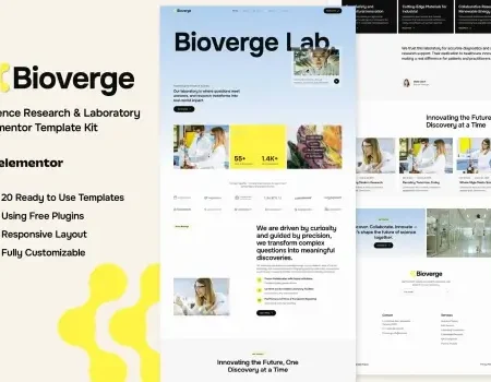 Bioverge – Science Research & Laboratory Elementor Template Kit