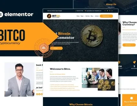 Bitco – Bitcoin & Cryptocurrency Elementor Template Kit