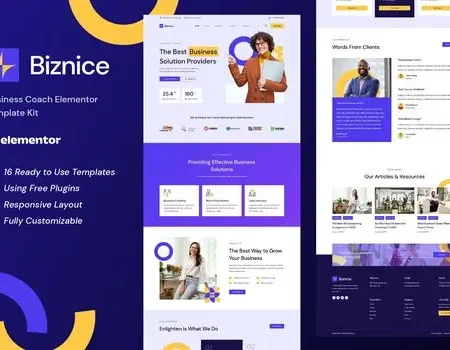 Biznice – Business Coach Elementor Template Kit