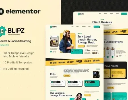 Blipz – Podcast & Radio Streaming Elementor Template Kit