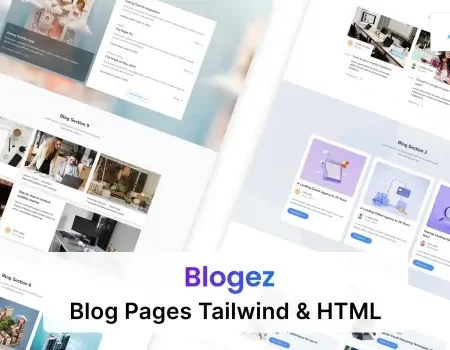 Blogez – Blog Pages Tailwind CSS 3 HTML Template