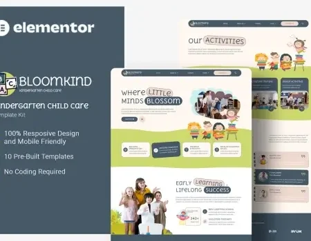 Bloomkind – Kindergarten Child Care Elementor Template Kit
