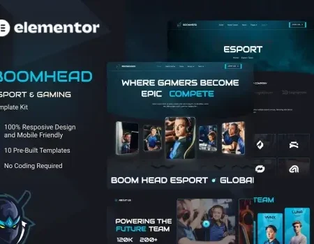 BoomHead – Esport & Gaming Elementor Template Kit