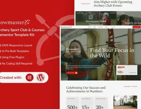Bowmaster – Archery Club & Courses Elementor Template Kit