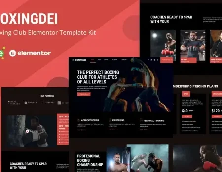 Boxingdei – Boxing Club Elementor Pro Template Kit