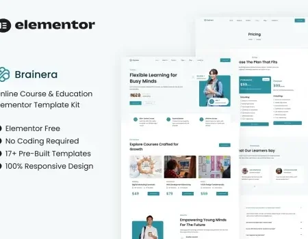Brainera – Online Course & Education Elementor Template Kit
