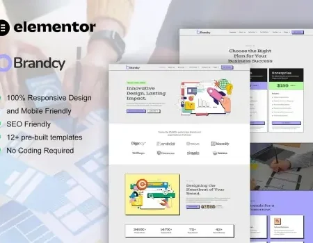 Brandcy – Branding & Digital Marketing Agency Elementor Template Kit