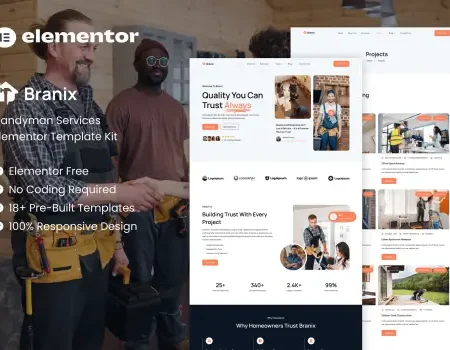 Branix – Handyman Services Elementor Template Kit
