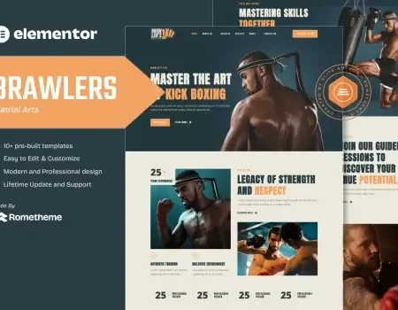 Brawlers – Martial Arts Elementor Template Kit