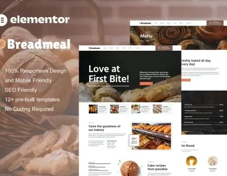 BreadMeal – Bakery & Cake Elementor Template Kit