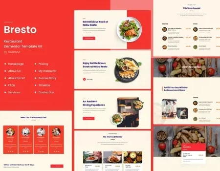 Bresto | Restaurant & Cafe Food Elementor Template Kit