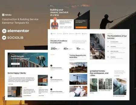 Bricko – Construction & Building Service Elementor Template Kit