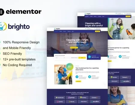Brighto – Cleaning Service Company Elementor Pro Template Kit