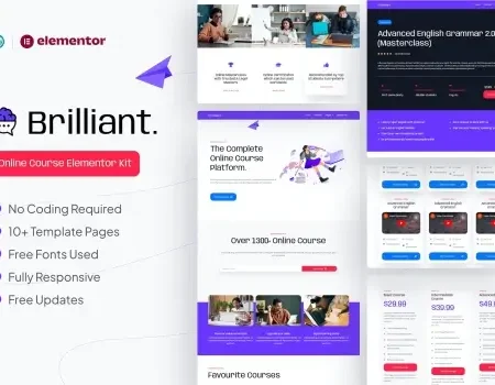 Brilliant – Online Course Elementor Pro Template Kit
